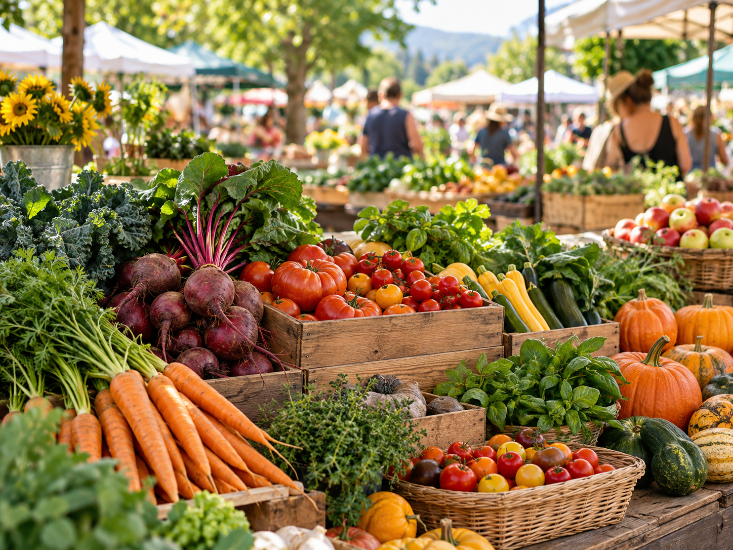 Feira com alimentos frescos e agroecológicos